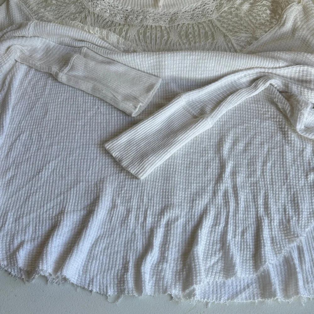 Free People White Lace Detail Top